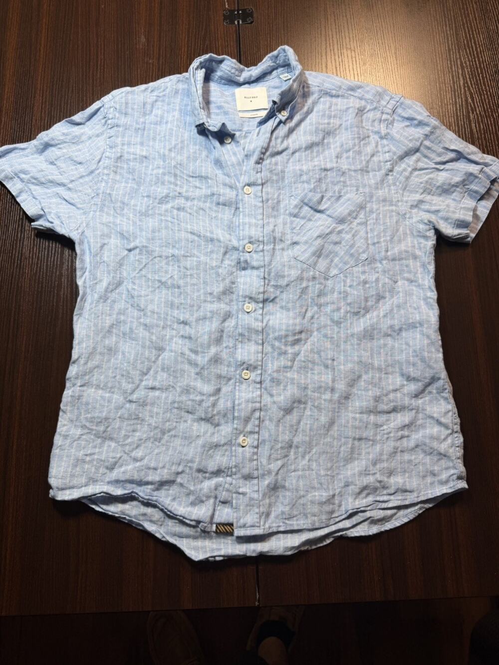 Billy Reid 100% Linen Standard Fit Shortsleeve Button Down Shirt size Medium
